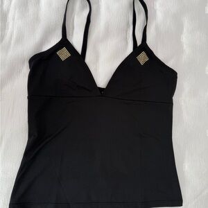 Quality Vintage Calvin Klein black top with gold bead accents